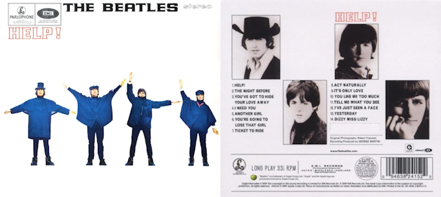 The front and back covers of the Beatles LP Help!AC