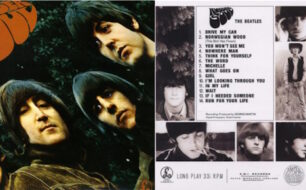 Front and back covers of the Beatles album Rubber Soul