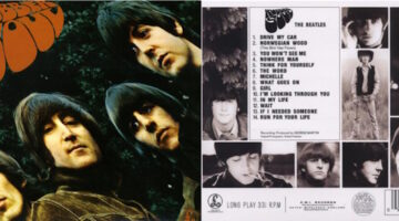 Front and back covers of the Beatles album Rubber Soul