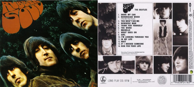 Front and back covers of the Beatles album Rubber Soul