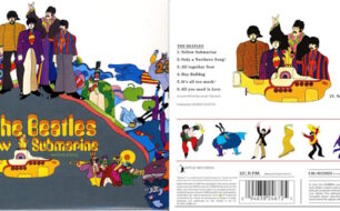 The front and back covers of the Beatles' Yellow Submarine LP